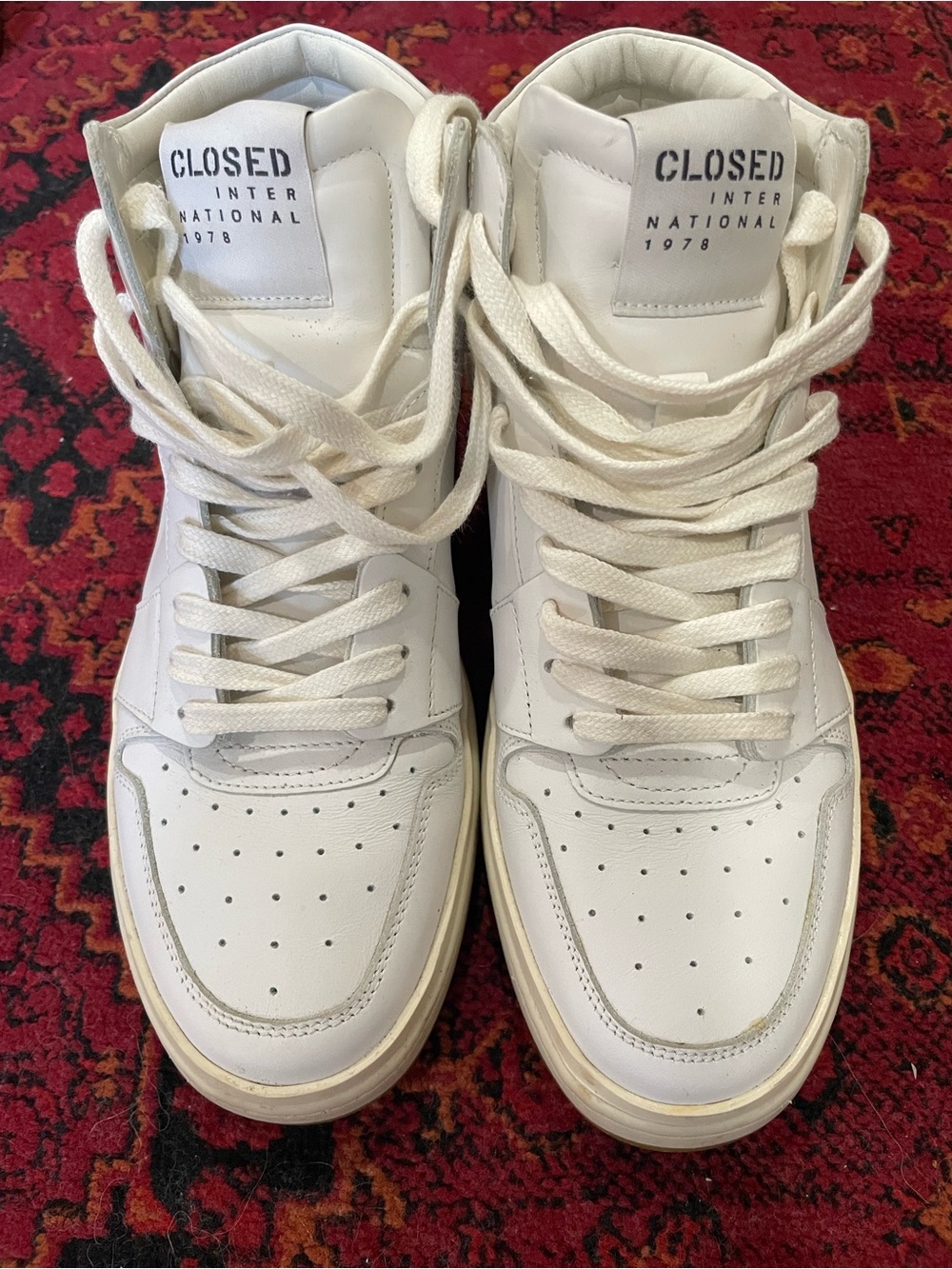 Closed White High-Top Leather Sneakers with Cream Sole